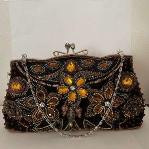 Black and Gold beaded Hand Bag